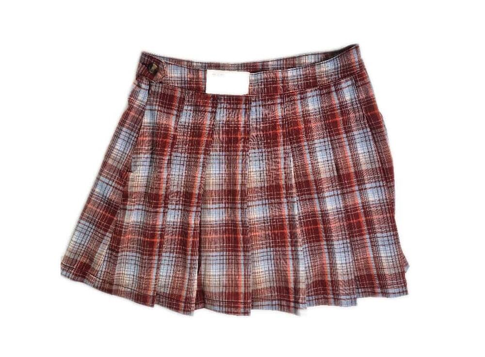American Eagle Womens Skirt Sz 12 Plaid Schoolgirl Y2K Pleated Brown Mini NWT